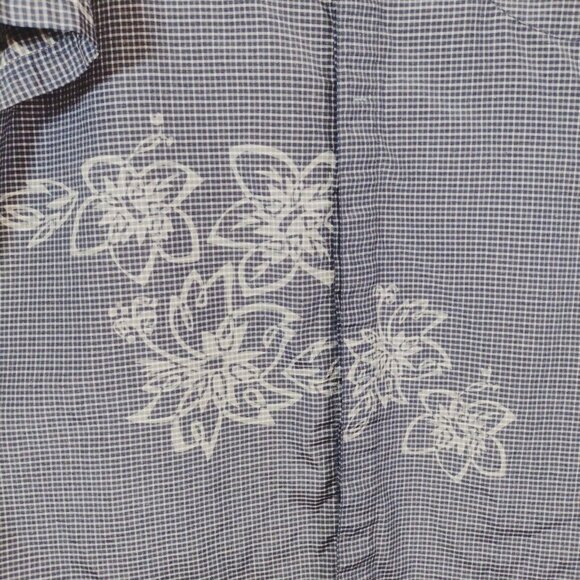 Vintage OP Ocean Pacific Mens L Button Up Shirt Blue and White Rayon SS Beach - Picture 2 of 12